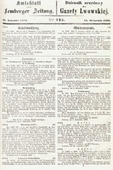 Amtsblatt zur Lemberger Zeitung = Dziennik Urzędowy do Gazety Lwowskiej. 1866, nr 215