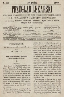 Przegląd Lekarski : wydawany staraniem Oddziału Nauk Przyrodniczych i Lekarskich C. K. Towarzystwa Naukowego Krakowskiego. 1869, nr 52