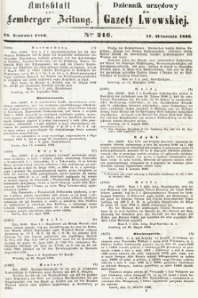 Amtsblatt zur Lemberger Zeitung = Dziennik Urzędowy do Gazety Lwowskiej. 1866, nr 216