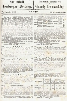 Amtsblatt zur Lemberger Zeitung = Dziennik Urzędowy do Gazety Lwowskiej. 1866, nr 219