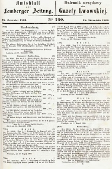 Amtsblatt zur Lemberger Zeitung = Dziennik Urzędowy do Gazety Lwowskiej. 1866, nr 220