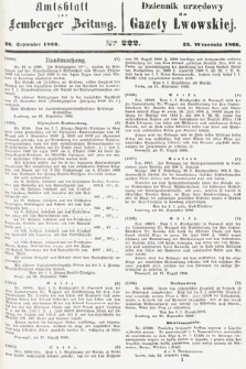 Amtsblatt zur Lemberger Zeitung = Dziennik Urzędowy do Gazety Lwowskiej. 1866, nr 222