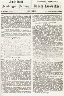 Amtsblatt zur Lemberger Zeitung = Dziennik Urzędowy do Gazety Lwowskiej. 1866, nr 229