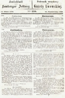 Amtsblatt zur Lemberger Zeitung = Dziennik Urzędowy do Gazety Lwowskiej. 1866, nr 239