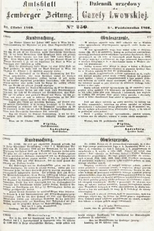 Amtsblatt zur Lemberger Zeitung = Dziennik Urzędowy do Gazety Lwowskiej. 1866, nr 250