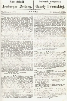 Amtsblatt zur Lemberger Zeitung = Dziennik Urzędowy do Gazety Lwowskiej. 1866, nr 274