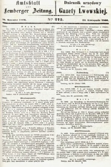 Amtsblatt zur Lemberger Zeitung = Dziennik Urzędowy do Gazety Lwowskiej. 1866, nr 275