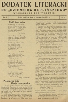 Dodatek Literacki do „Dziennika Berlińskiego". 1921, nr 2