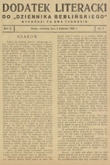 Dodatek Literacki do „Dziennika Berlińskiego". 1922, nr 7