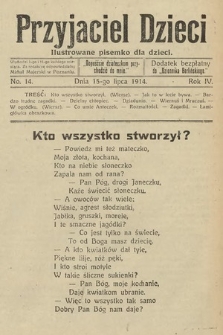 Przyjaciel Dzieci : ilustrowane pisemko dla dzieci : dodatek bezpłatny do Dziennika Berlińskiego. 1914, nr 14