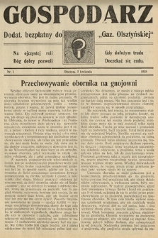 Gospodarz : dodatek bezpłatny do "Gazety Olsztyńskiej". 1938, nr 7