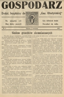 Gospodarz : dodatek bezpłatny do "Gazety Olsztyńskiej". 1938, nr 8