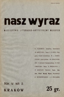 Nasz Wyraz : miesięcznik literacko-artystyczny młodych. 1937, nr 2