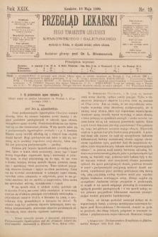 Przegląd Lekarski : Organ Towarzystw Lekarskich Krakowskiego i Galicyjskiego. 1890, nr 19