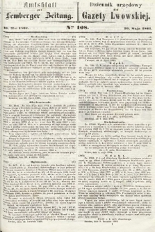 Amtsblatt zur Lemberger Zeitung = Dziennik Urzędowy do Gazety Lwowskiej. 1862, nr 108