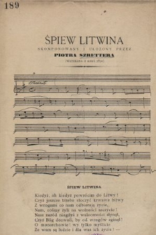 Śpiew Litwina skomponowany i ułożony przez Piotra Szrettera