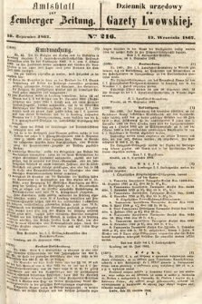 Amtsblatt zur Lemberger Zeitung = Dziennik Urzędowy do Gazety Lwowskiej. 1862, nr 216