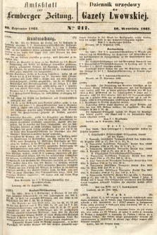 Amtsblatt zur Lemberger Zeitung = Dziennik Urzędowy do Gazety Lwowskiej. 1862, nr 217