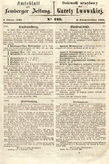 Amtsblatt zur Lemberger Zeitung = Dziennik Urzędowy do Gazety Lwowskiej. 1862, nr 229