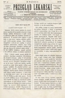 Przegląd Lekarski : wydawany staraniem Oddziału Nauk Przyrodniczych i Lekarskich C. K. Towarzystwa Naukowego Krakowskiego. 1871, nr 2