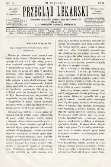 Przegląd Lekarski : wydawany staraniem Oddziału Nauk Przyrodniczych i Lekarskich C. K. Towarzystwa Naukowego Krakowskiego. 1871, nr 4