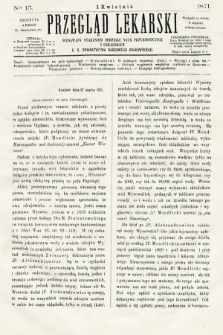 Przegląd Lekarski : wydawany staraniem Oddziału Nauk Przyrodniczych i Lekarskich C. K. Towarzystwa Naukowego Krakowskiego. 1871, nr 13