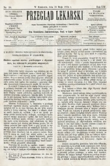 Przegląd Lekarski : organ Towarzystwa Lekarskiego Krakowskiego i Towarzystwa Lekarzy Galicyjskich we Lwowie. 1874, nr 20