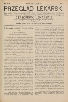 Przegląd Lekarski oraz Czasopismo Lekarskie. 1910, nr 20