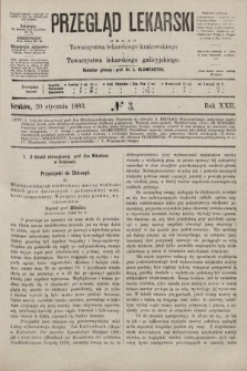 Przegląd Lekarski : organ Towarzystwa lekarskiego krakowskiego i Towarzystwa lekarskiego galicyjskiego. 1883, nr 3