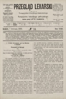 Przegląd Lekarski : organ Towarzystwa lekarskiego krakowskiego i Towarzystwa lekarskiego galicyjskiego. 1883, nr 14