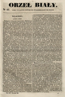 Orzeł Biały : pismo wyłącznie poświęcone wyjarzmiającéj się Polsce. R. 3, 1842, nr 17