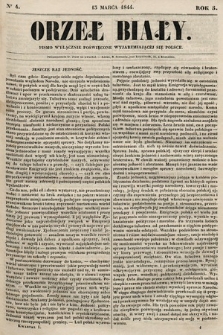 Orzeł Biały : pismo wyłącznie poświęcone wyjarzmiającéj się Polsce. R. 5, 1844, nr 4