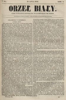 Orzeł Biały : pismo wyłącznie poświęcone wyjarzmiającéj się Polsce. R. 5, 1844, nr 14