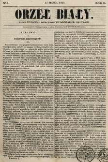 Orzeł Biały : pismo wyłącznie poświęcone wyjarzmiającéj się Polsce. R. 6, 1845, nr 4