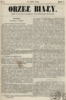 Orzeł Biały : pismo wyłącznie poświęcone wyjarzmiającéj się Polsce. R. 7, 1846, nr 9