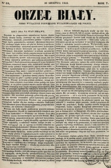 Orzeł Biały : pismo wyłącznie poświęcone wyjarzmiającéj się Polsce. R. 7, 1846, nr 10