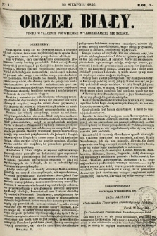 Orzeł Biały : pismo wyłącznie poświęcone wyjarzmiającéj się Polsce. R. 7, 1846, nr 11