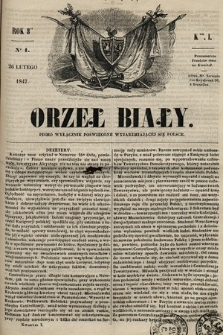 Orzeł Biały : pismo wyłącznie poświęcone wyjarzmiającéj się Polsce. R. 8, 1847, nr 1