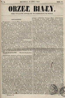 Orzeł Biały : pismo wyłącznie poświęcone wyjarzmiającéj się Polsce. R. 8, 1847, nr 9