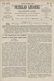 Przegląd Lekarski : Organ Towarzystw Lekarskich Krakowskiego i Galicyjskiego. 1888, nr 10