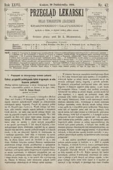 Przegląd Lekarski : Organ Towarzystw Lekarskich Krakowskiego i Galicyjskiego. 1888, nr 42