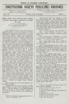 Dwutygodnik Higieny Publicznej Krajowej : dodatek do „Przeglądu Lekarskiego”. 1872, nr 17