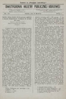 Dwutygodnik Higieny Publicznej Krajowej : dodatek do „Przeglądu Lekarskiego”. 1872, nr 19