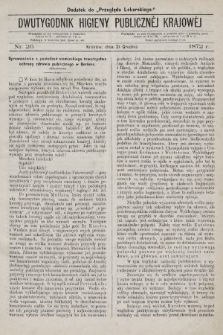 Dwutygodnik Higieny Publicznej Krajowej : dodatek do „Przeglądu Lekarskiego”. 1872, nr 26