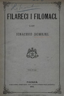 Filareci i Filomaci : list Ignacego Domejki