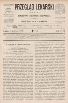 Przegląd Lekarski : organ Towarzystwa lekarskiego krakowskiego. 1879, nr 14