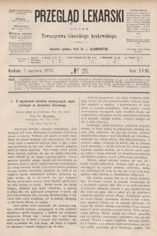 Przegląd Lekarski : organ Towarzystwa lekarskiego krakowskiego. 1879, nr 23