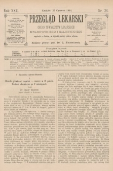 Przegląd Lekarski : organ Towarzystw Lekarskich Krakowskiego i Galicyjskiego. 1891, nr 26
