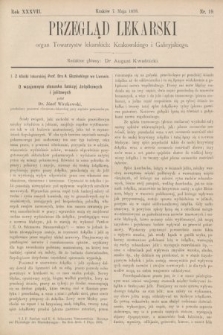 Przegląd Lekarski : organ Towarzystw lekarskich: Krakowskiego i Galicyjskiego. 1898, nr 19