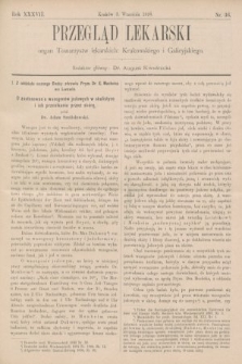 Przegląd Lekarski : organ Towarzystw lekarskich: Krakowskiego i Galicyjskiego. 1898, nr 36